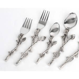 Juego de cuchara y tenedor de servidor de ensalada con mango de diseño increíble de Metal plateado antiguo de acero inoxidable - Product Image 2