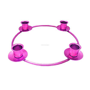 Bougeoir rond en métal argenté, échantillon disponible, clair, décoratif de vacances, imprimé européen, décor de mariage fait à la main - Product Image 4