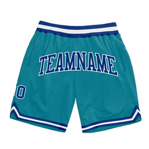 Industrie Direct Engro Authentic Throwback Basketball <b>Shorts</b> Custom Teal Royal-<b>White</b> Solid Corduroy Fabric - Product Image 1