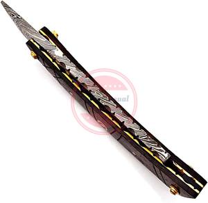 Maquinilla de afeitar plegable recta de acero de Damasco hecha a mano - Product Image 5