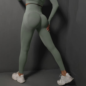 Shorts de yoga taille mi-haute pour femme, en maille sans couture, effet délavé, 220g, séchage rapide, respirant, élasthanne/nylon, taille élastique, couleur unie, longueur complète - Product Image 2