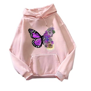 Personalizado de alta calidad francés Terry mujer dulce manga larga Streetwear Sudadera con capucha bordada insignia frente Otoño/Invierno hombro caído - Product Image 1