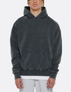 OEM ropa de calle personalizada lavado ácido lavado de gran tamaño hombres peso pesado francés Terry Puff impresión Sudadera con capucha DDP envío - Product Image 3