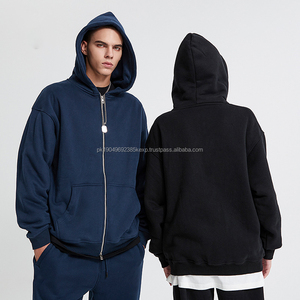 Sweat-shirts à capuche unisexes de haute qualité personnalisés, doublés en polaire 360g, fermeture éclair intégrale, col zippé, sweat-shirts pour hommes - Product Image 3