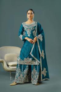 Handcrafted <b>Pakistani</b> Salwar Kameez With Embroidery Work and Designer Sleeves for Weddings Available in Bulk Quantity - Product Image 5