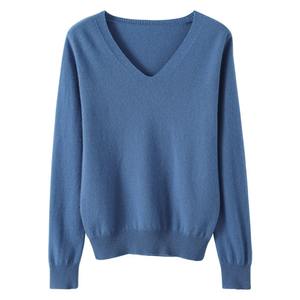 Women's <b>Vintage</b> 2025 Autumn Winter V-neck Slim Fit Solid Soft Knitwear Pullover <b>Sweater</b> Nylon/Cashmere Wool Lined Front Logo - Product Image 6