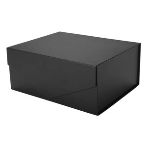 Caja de regalo de 9x6,5x3,8 pulgadas, caja de padrino, CAJA PLEGABLE rectangular con tapa magnética para embalaje de regalo (negro mate, grano - Product Image 1