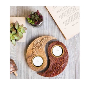 Handcrafted wooden T <b>light</b> holder bringing warm glow with natural grain texture for enhancing cozy home decor tone - Product Image 4