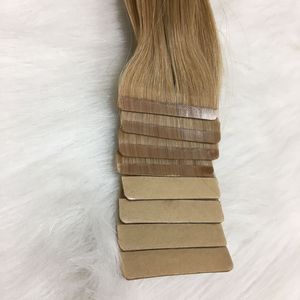 Venta al por mayor de lujo de calidad de color marrón claro extensiones de cabello Remy recto Delgado Tape-In teñido extensión de cabello procesado químico - Product Image 5