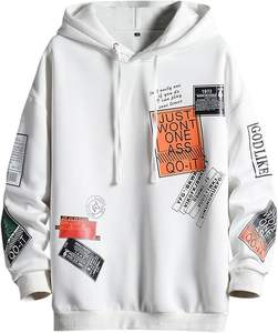 <b>Mens</b> Oversized Graphic <b>Hoodie</b> Loose Fit Long Sleeve Streetwear <b>Plain</b> Dyed Printed Pullover for Spring and Autumn - Product Image 1