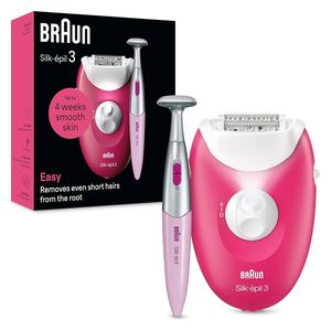 Braun Silk-epil 3 Depiladora y afeitadora/recortadora de piernas y cuerpo rosa con cable - Product Image 1
