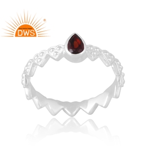 แหวนพลอยโกเมนธรรมชาติเงินสเตอร์ลิงสินค้าออกใหม่ผู้ผลิตเครื่องประดับดีไซน์ตามต้องการ - Product Image 1