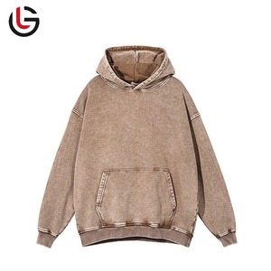 เสื้อสเวตเตอร์มีฮู้ดสำหรับผู้ชายเสื้อแนวสตรีทแบบสวมหัวมีฮู้ดผ้าคอตตอนย้อมสีกรดสำหรับผู้ชายวินเทจสไตล์ใหม่ OEM - Product Image 1