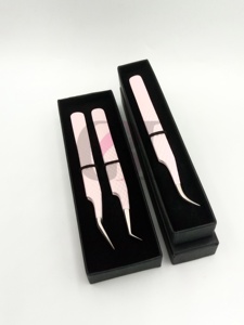 Pinzas para Pestañas GETUP BROSONS IMPEX, Nuevo Estilo, 45 Grados, Recubrimiento en Polvo Rosa Claro, Punta Curva/Serrada/Lisa, 10 mm, Acero Inoxidable - Product Image 6