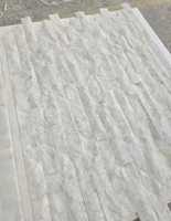 Revêtements muraux extérieurs en marbre blanc de Carrare, design moderne en forme de Z, finition mate naturelle, emboîtables