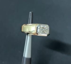 Anillo de diamante de circón de corte radiante cuadrado clásico, anillos de dedo de boda de oro blanco para mujeres y hombres, anillos de promesa de compromiso - Product Image 4