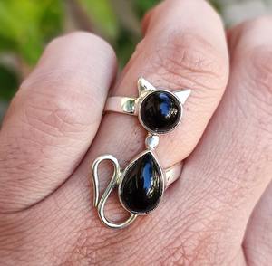 Handmade Cat Shape <b>Ring</b> <b>Black</b> <b>Onyx</b> Gemstone 925 Sterling Silver Perfect Wedding Gift for love With 925 Stamp Jewelry - Product Image 2