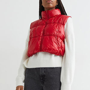 Gilet matelassé pour femme, vêtement décontracté élégant, hiver, coton, imperméable, durable, vente en gros, col montant, gilet matelassé uni - Product Image 5