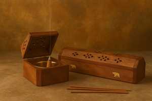 Soporte de Incienso de Madera Duradero, Hecho a Mano, de la Mejor Calidad |   Porta Incienso de Madera Maciza para Pooja Religiosa en el Hogar - Product Image 3