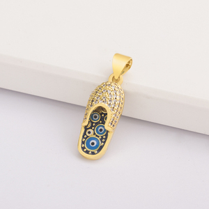 Dijes de Moda QIKU con Forma de Zapatilla, Chapados en Oro de 18K, con Circonita, para Hacer Collares, Venta en Línea - Product Image 5