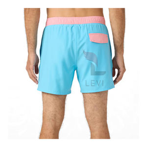 Pantalones cortos de playa para hombre de Color sólido de primera calidad, tela de poliéster, ropa de calle con logotipo personalizado, pantalones cortos transpirables cómodos para entrenamiento al aire libre - Product Image 3