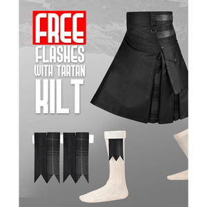 Venta al por Mayor de Kilts Híbridos para Hombre, Diseño Escocés Tradicional con Tartán Highlander Gris 2026 - Product Image 4
