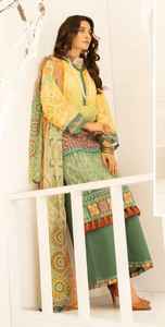 Pakistani Ladies Formal Long <b>Sleeve</b> Floral <b>Lace</b> Zippers 100% Cotton Linen Summer Dress AA IMPEX Brand - Product Image 2
