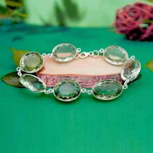 Elegante pulsera de plata de ley 925, cadena ajustable, estilo bohemio, Topacio blanco, piedra preciosa para bodas, fiestas, regalo especial - Product Image 2