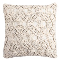 Housse de coussin en macramé bio, tissée à la main, par Avior