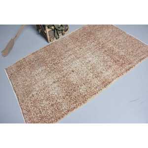 Vintage Area Rug 4.1x6.5 ft (124x198 cm), <b>Brown</b> Patchwork Turkish Rug - Product Image 2