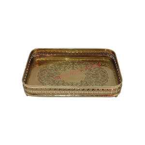 ถาดโลหะทองเหลืองแกะสลักแบบโบราณสำหรับร้านอาหารโรงแรมขาแบบปรับแต่งได้ - Product Image 2