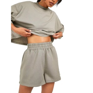 ชุดลำลองผ้าฝ้าย2ชิ้นสำหรับผู้หญิงสไตล์วินเทจสีทึบพิมพ์โลโก้ได้ตามต้องการ - Product Image 6