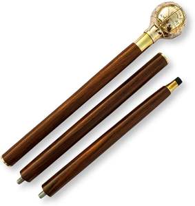 Bâton de randonnée pliable à hauteur réglable avec poignée en laiton à tête d'animal moderne, embout en caoutchouc antidérapant gravé pour hommes et femmes - Product Image 1