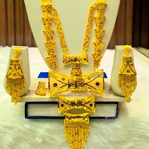 Conjunto de collar de joyería de moda de Dubái chapado en oro de 24K, pendientes, brazaletes, peines, broches, Material de cobre para Bulgaria - Product Image 1