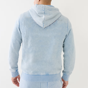 Sudadera con Capucha Personalizada Lavada con Cierre, Estilo Americano, Holgada, Unisex, Lisa, de Color Sólido, Sudadera de Doble Capa para Hombre - Product Image 2