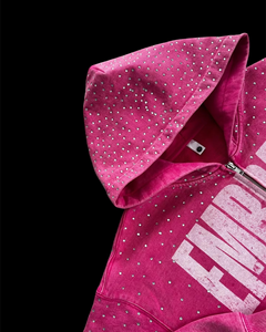 Sweat à capuche unisexe personnalisé en patchwork brodé, coupe oversize, fermeture éclair, doublure polaire, streetwear, coton lourd de haute qualité 370 g/m² - Product Image 5