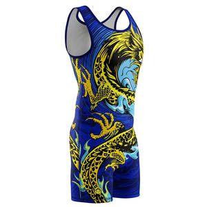 Combinaison de lutte de haute qualité imprimée, extensible et sèche, unisexe, design personnalisé avec logo personnalisé, couleurs et tailles, 100% polyester - Product Image 1