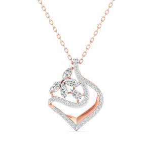 Colgante de diamante redondo de corte artístico abstracto de 0.47 ct, color E-F, VVS-VS, diamante cultivado en laboratorio en oro de 14 quilates para boda, compromiso o novia. - Product Image 1