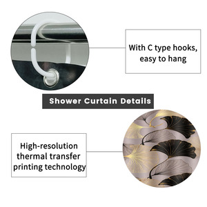 Custom Printed Waterproof Shower Shower <b>Curtain</b> for Bathroom Waterproof Polyester with <b>Hooks</b> - Product Image 2
