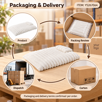 Matelas pour animaux de compagnie rectangulaire en peluche côtelée blanc cassé Yangyangpet avec oreiller pour chats et chiens