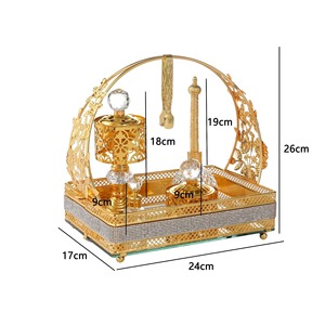 Ensemble de brûleurs d'encens du Ramadan en métal et cristal arabes les plus exigeants ensemble Bakhoor de luxe décor de fête de brûleur d'encens d'arrivée supérieure - Product Image 6