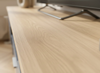 Meuble TV moderne en chêne gris foncé de 180 cm avec 2 portes artistiques, tiroir de rangement et glissières métalliques, idéal pour hôtels, convient aux téléviseurs de 65 pouces et plus, pour salon