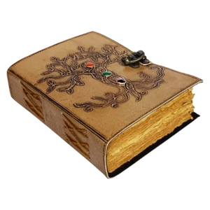 Diario de Cuero Genuino Hecho a Mano, Organizador con Diseño de Árbol de la Vida y Madre Tierra en Relieve, Cuaderno de Bocetos de 8x6 Pulgadas, 120 Hojas, Regalo para el Día de la Tierra - Product Image 2