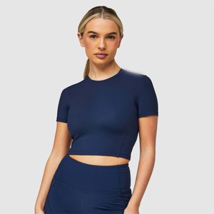 Traje de verano de moda para mujer, Top corto con pantalones cortos, cómodo, transpirable, conjunto de ropa informal de dos piezas, 100% algodón - Product Image 2