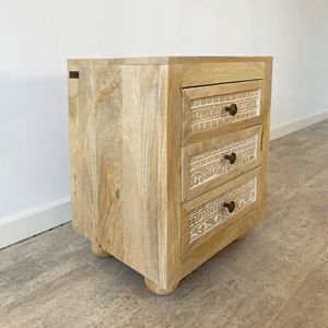 Table de chevet en bois de manguier de Minorque, fabrication artisanale, design moderne, avec tiroir de rangement, pour chambre à coucher, salon, appartement, hôpital - Product Image 3