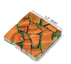 Bloomax carré bois résine sous-verre ensemble carré bois luxe sous-verre qualité Durable conception Unique isolation thermique fabriqué à la main - Product Image 1