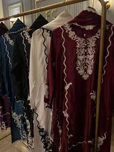 Cousu 3 pièces Anarkali ensemble prêt à porter brodé chemise en soie lacets orné mousseline de soie Dupatta pantalon en soie pour indien - Product Image 3