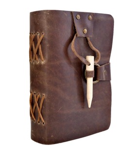 Journal personnalisé A5 en cuir véritable fait à la main vintage bloc-notes à spirale journal intime brun rustique pour hommes femmes emballage en boîte - Product Image 1