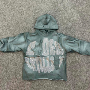 OEM Diseño de alta calidad Tendencia Rhinestone Streetwear Oversize Sudaderas Hombre Custom Heavyweight Boxy Diamond Hoodies Hombres - Product Image 4