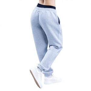 Women's Blue Fleece <b>Harem</b> Pants Mid Waist Elastic Drawstring Loose Fit Full Length Solid Color Casual 320g Pockets Winter - Product Image 5